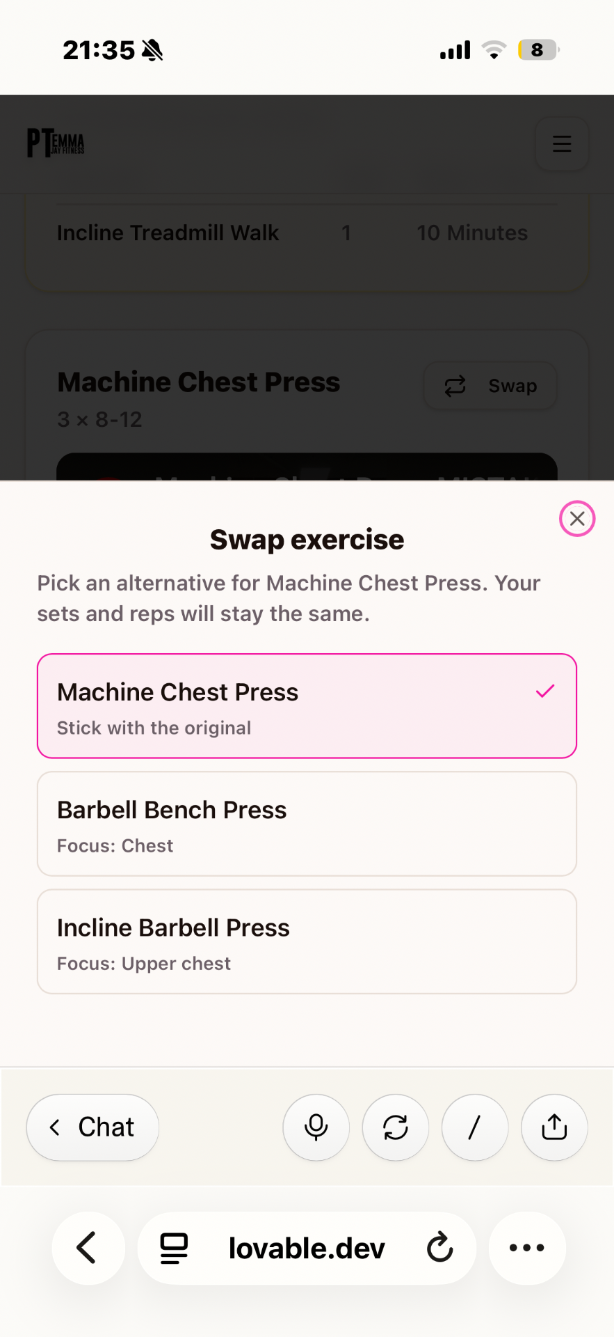 Swap exercises on the fly